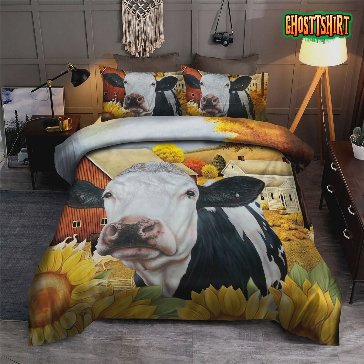 Cow With Farm Life Bedding Set