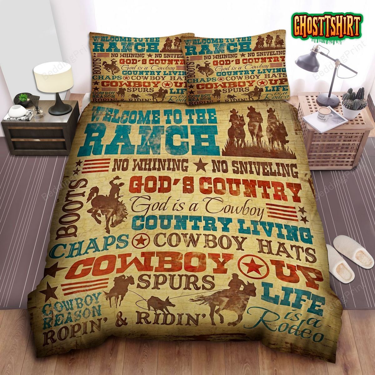 Cowboy Lifestyle Welcome To The Ranch Bed Sheets Duvet Cover Bedding Set
