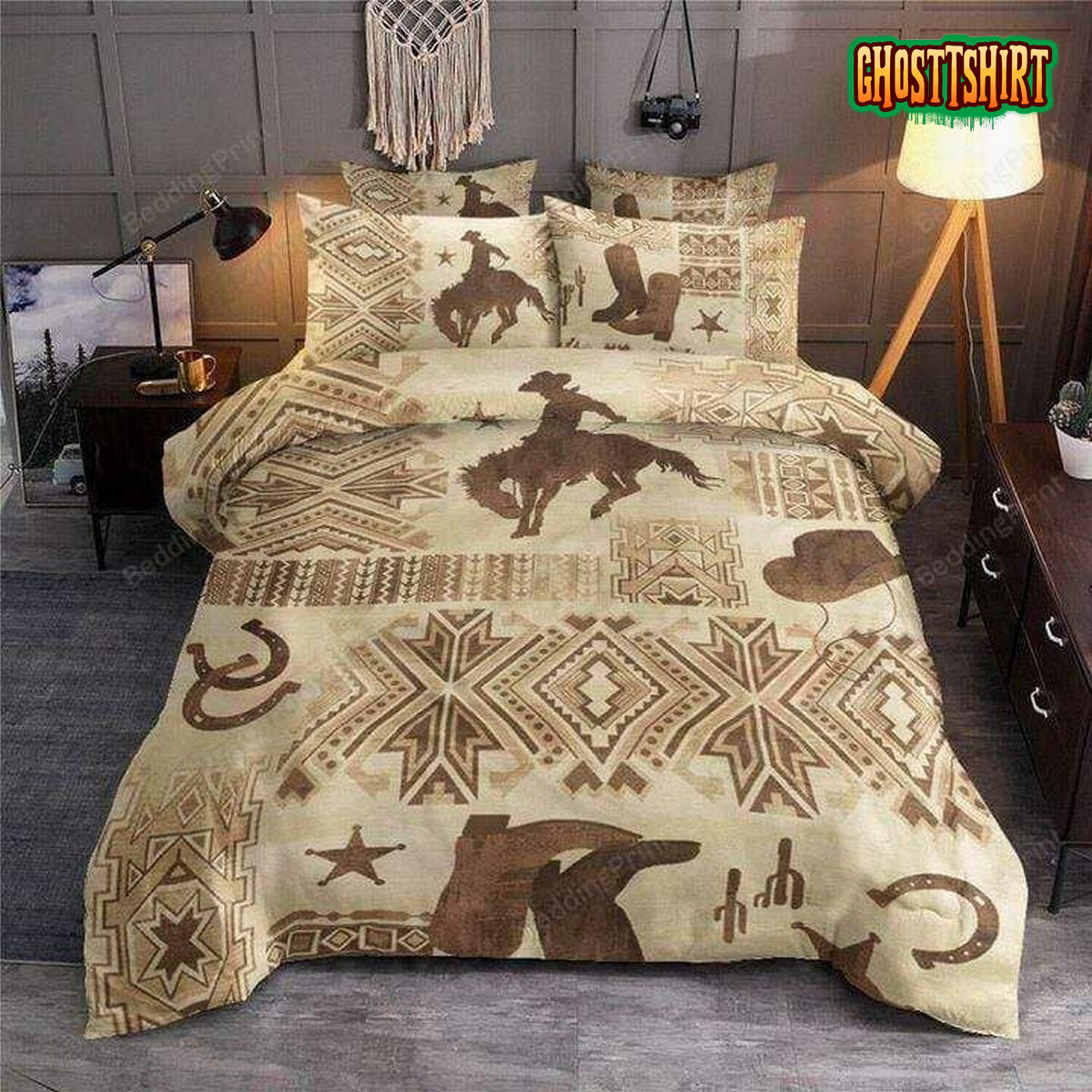 Cowboy Vintage Pattern Duvet Cover Bedding Set