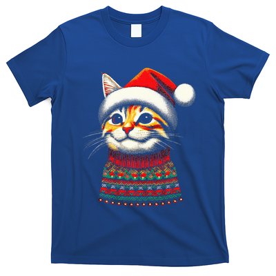 Cat Ugly Christmas Sweater Pajamas T-Shirt