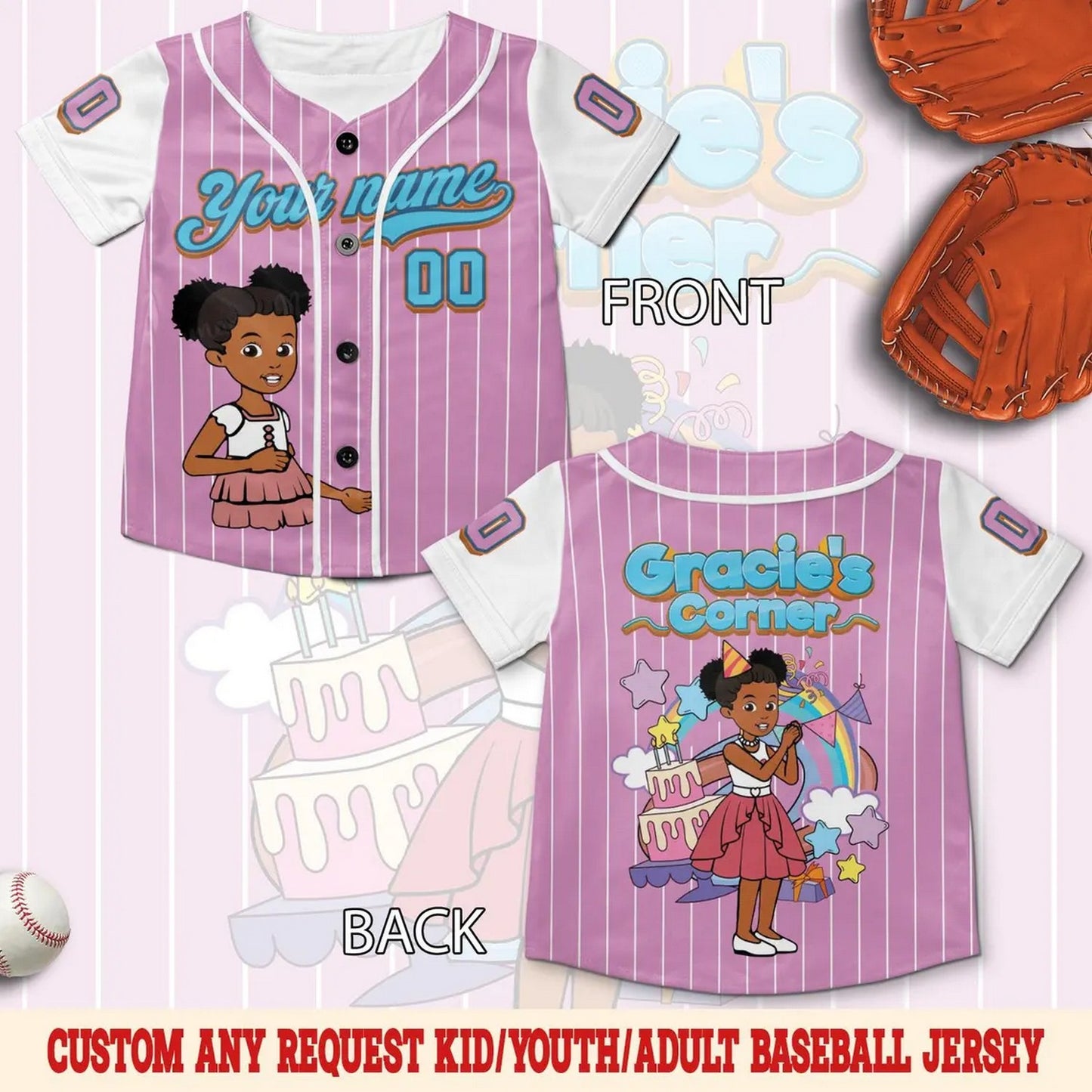 Custom Name And Number Gracie's Corner Baseball Jersey