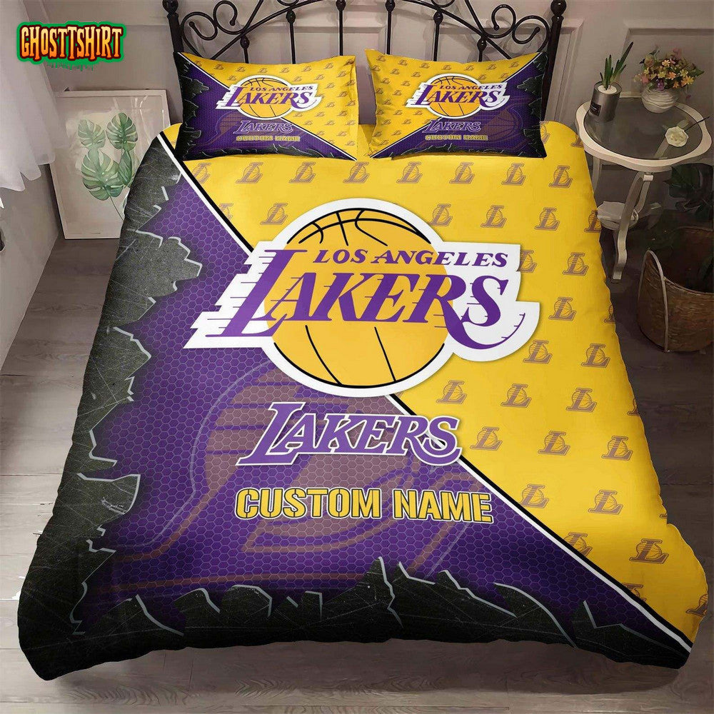 Custom Name Los Angeles Lakers Bedding Set