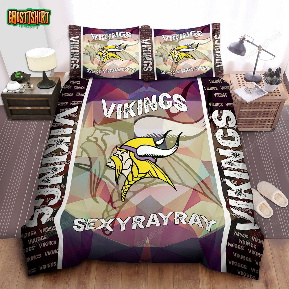 Custom Name Minnesota Vikings Duvet Covers Bedding Set