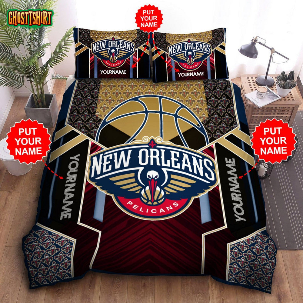 Custom Name New Orleans Pelicans Bedding Set