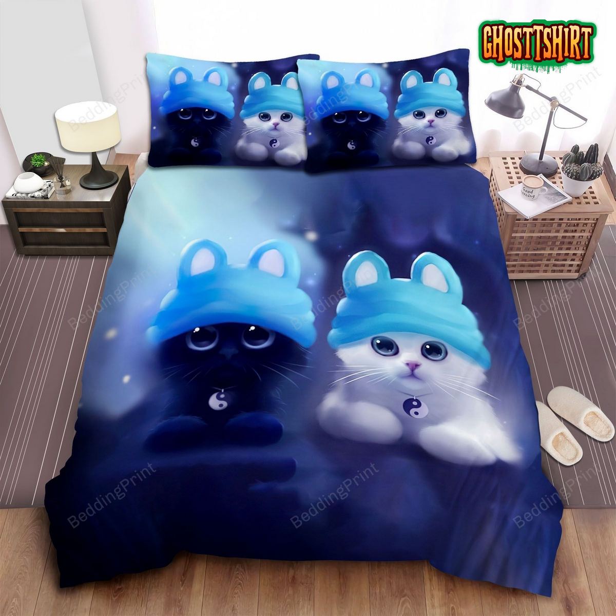Cute Cartoon Tai Chi Cats Duvet Cover Bedding Set