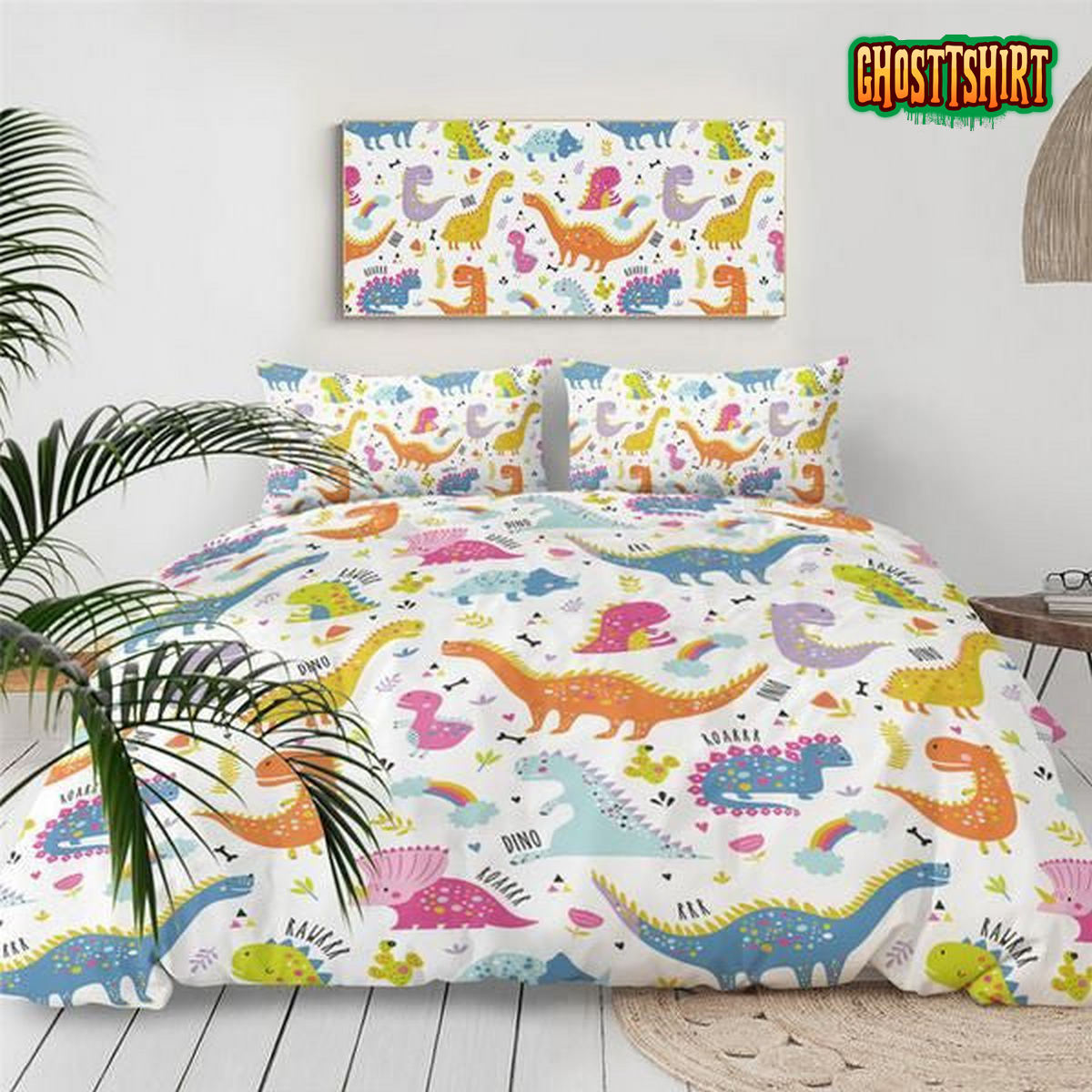 Cute Dinosaurs Pattern Bed Sheets Duvet Cover Bedding Set