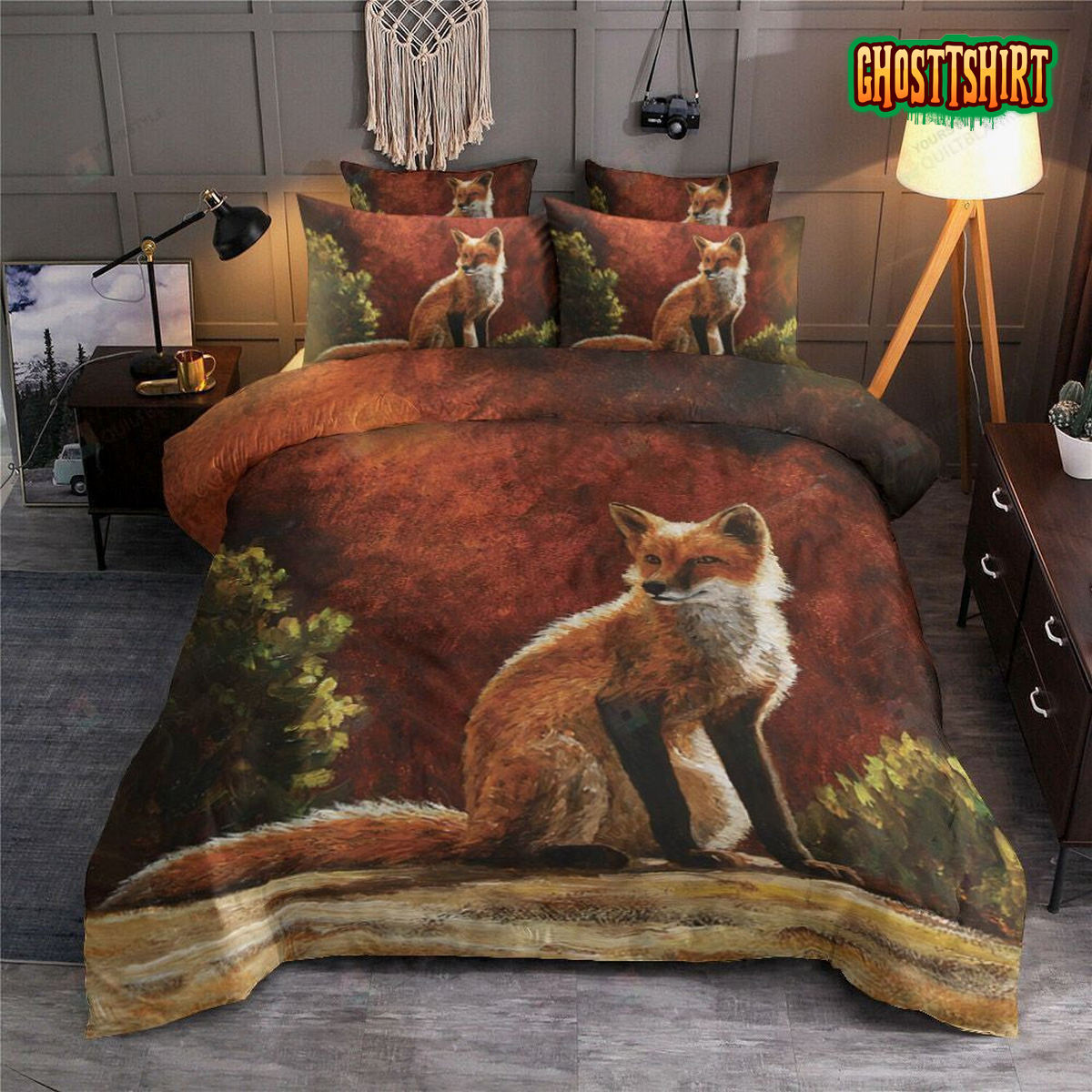 Cute Fox Sitting Duvet Cover Bedding Set