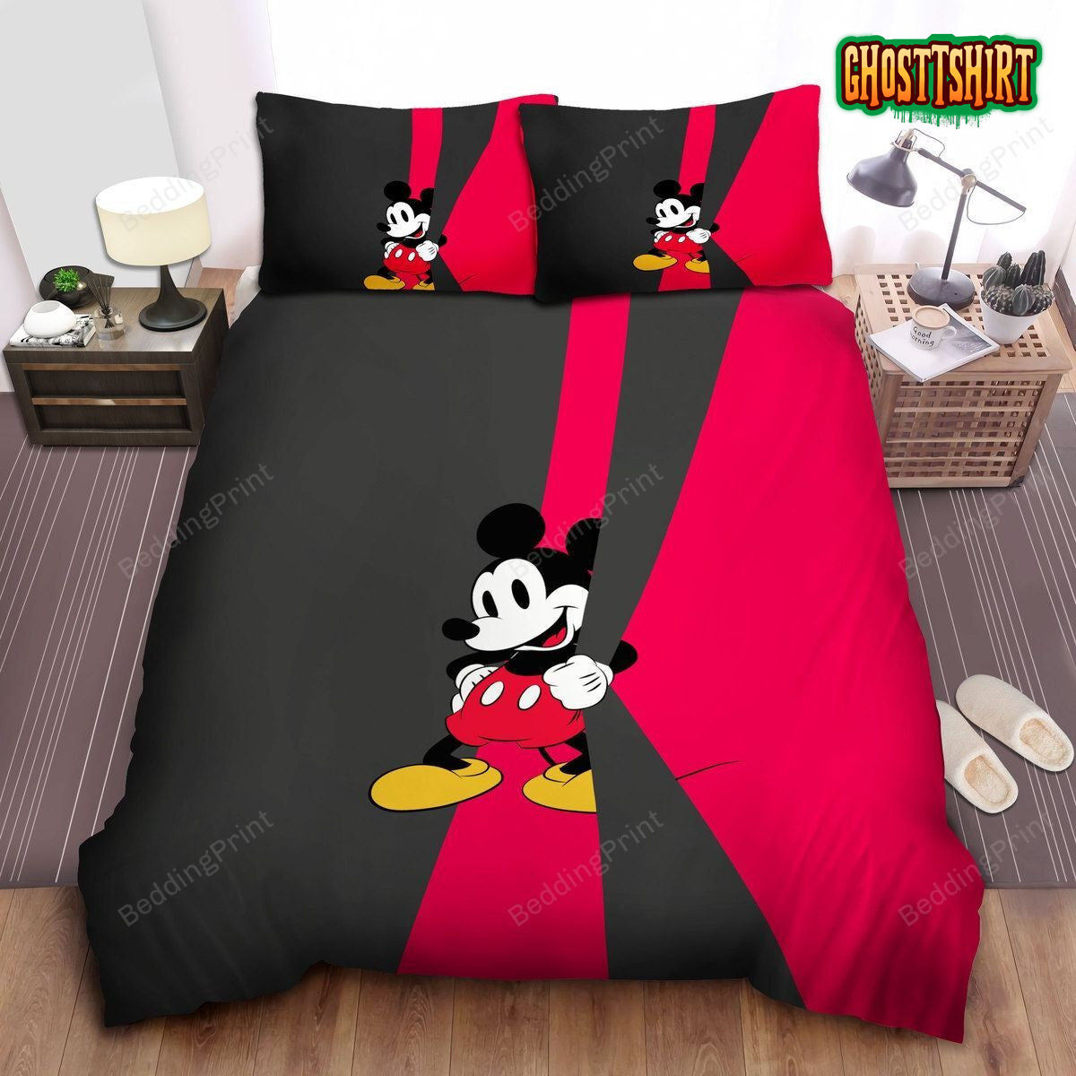 Cute Mickey Mouse Bed Sheets Duvet Cover Bedding Set