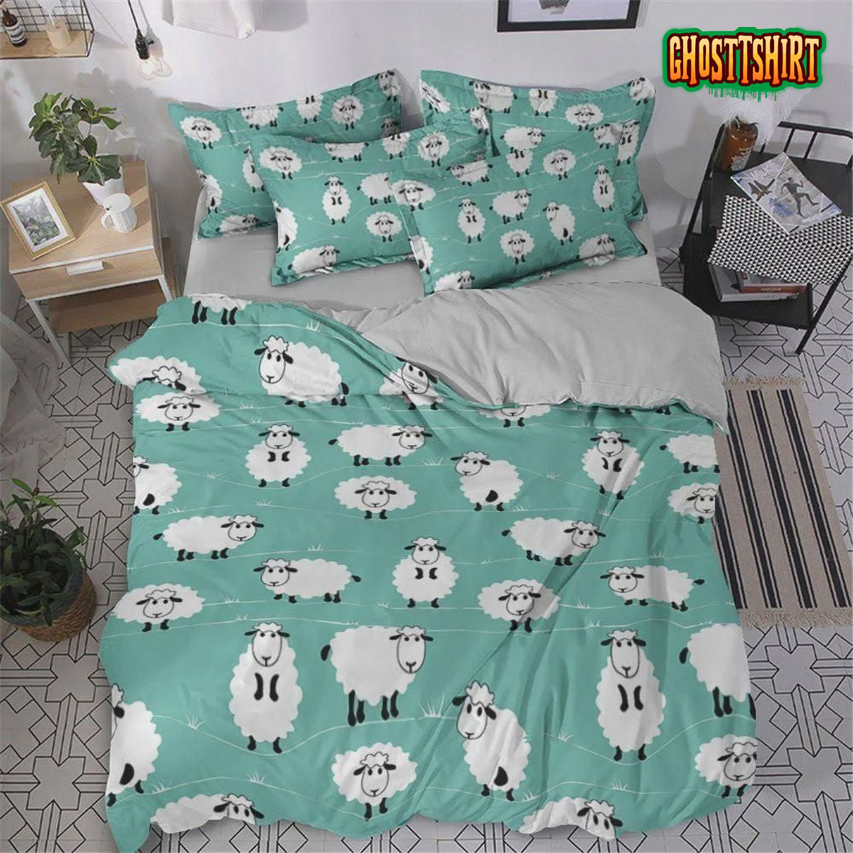 Cute Mini Sheep Bed Sheets Duvet Cover Bedding Set