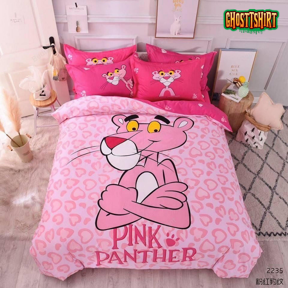 Cute Pink Panther Duvet Cover Bedding Set