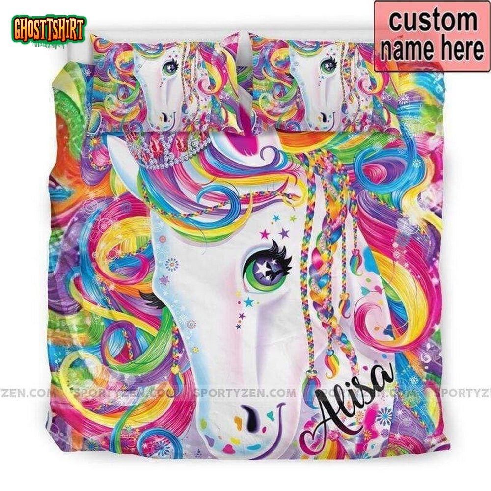Cute Rainbow Unicorn Princess Custom Duvet Cover Bedding Set