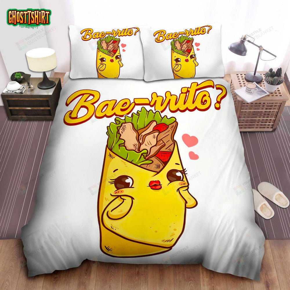 Cute Yellow Burrito Cartoon Bae-Rrito Bed Sheet Spread Comforter Duvet Cover Bedding Set