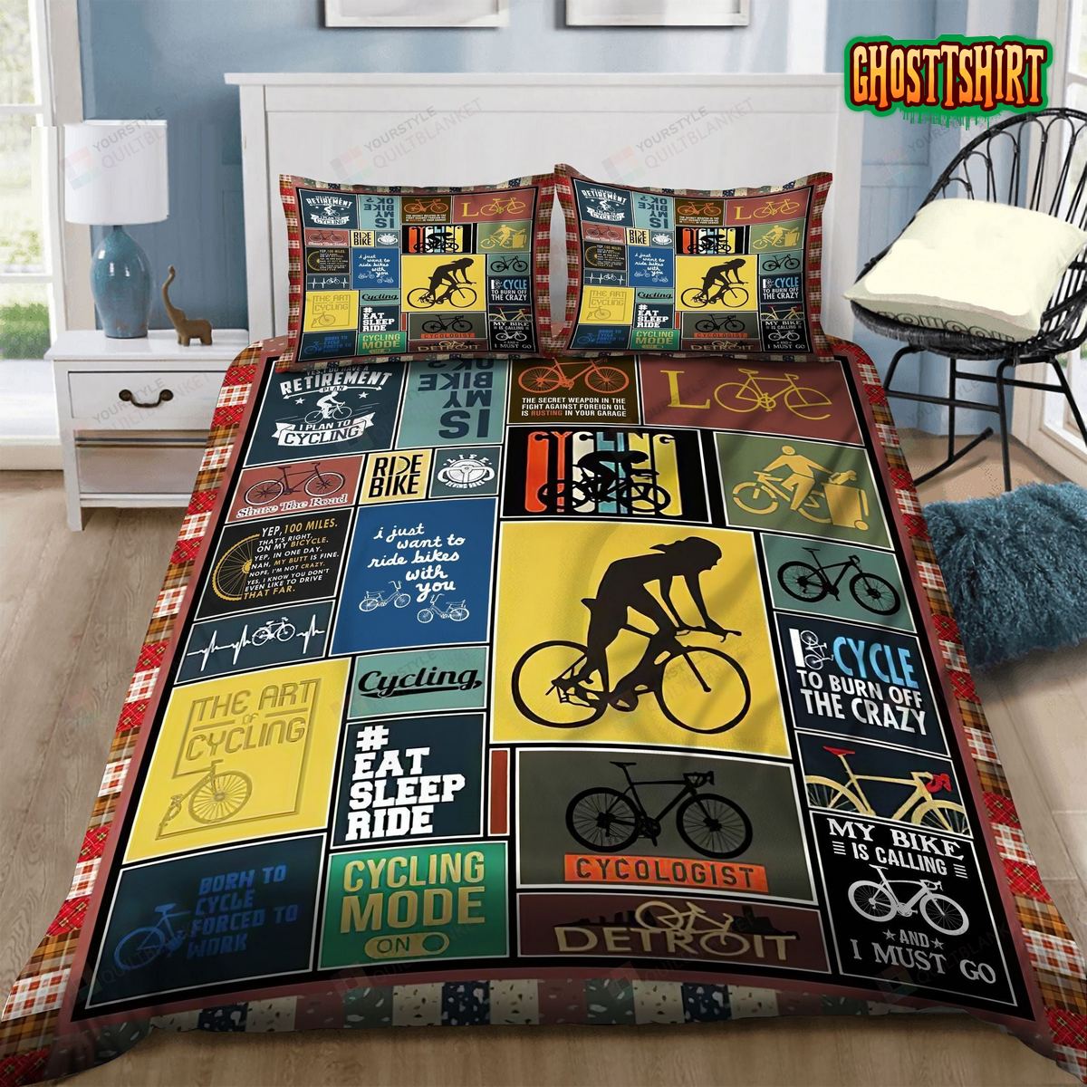 Cycling Mode On Bed Sheets Spread Duvet Cover Bedding Set