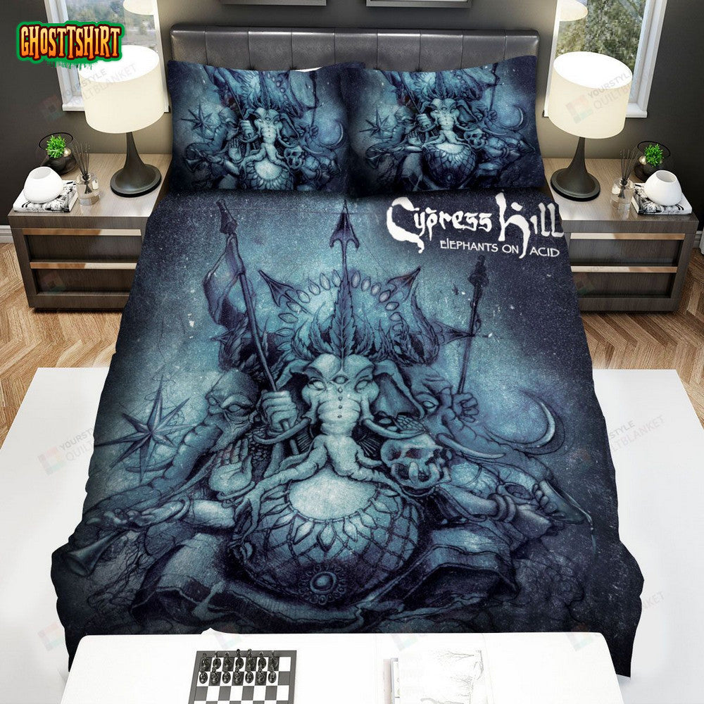 Cypress Hill Elephants On Acid Album Cover Bed Sheets Spread Comforter Duvet Cover Bedding Set