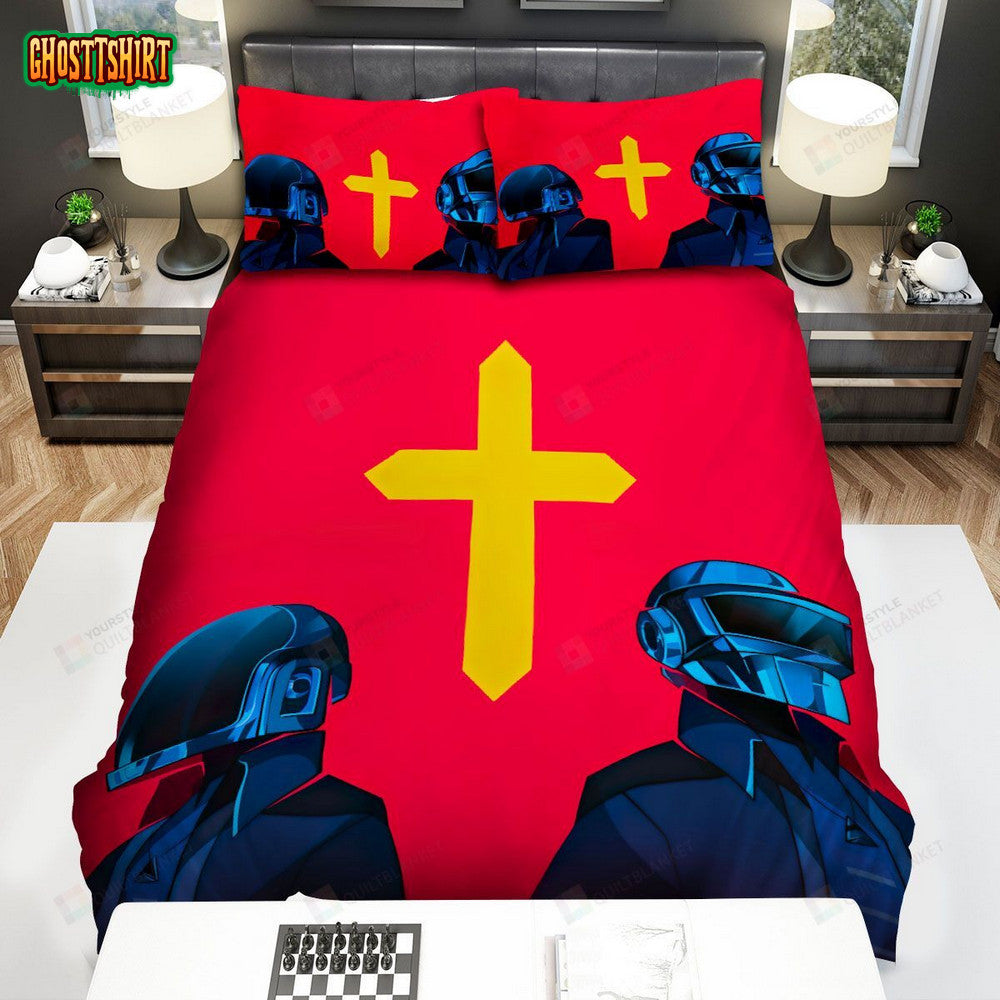 Daft Punk In Starboy Single Digital Artwork Bed Sheets Spread Comforter Duvet Cover Bedding Set