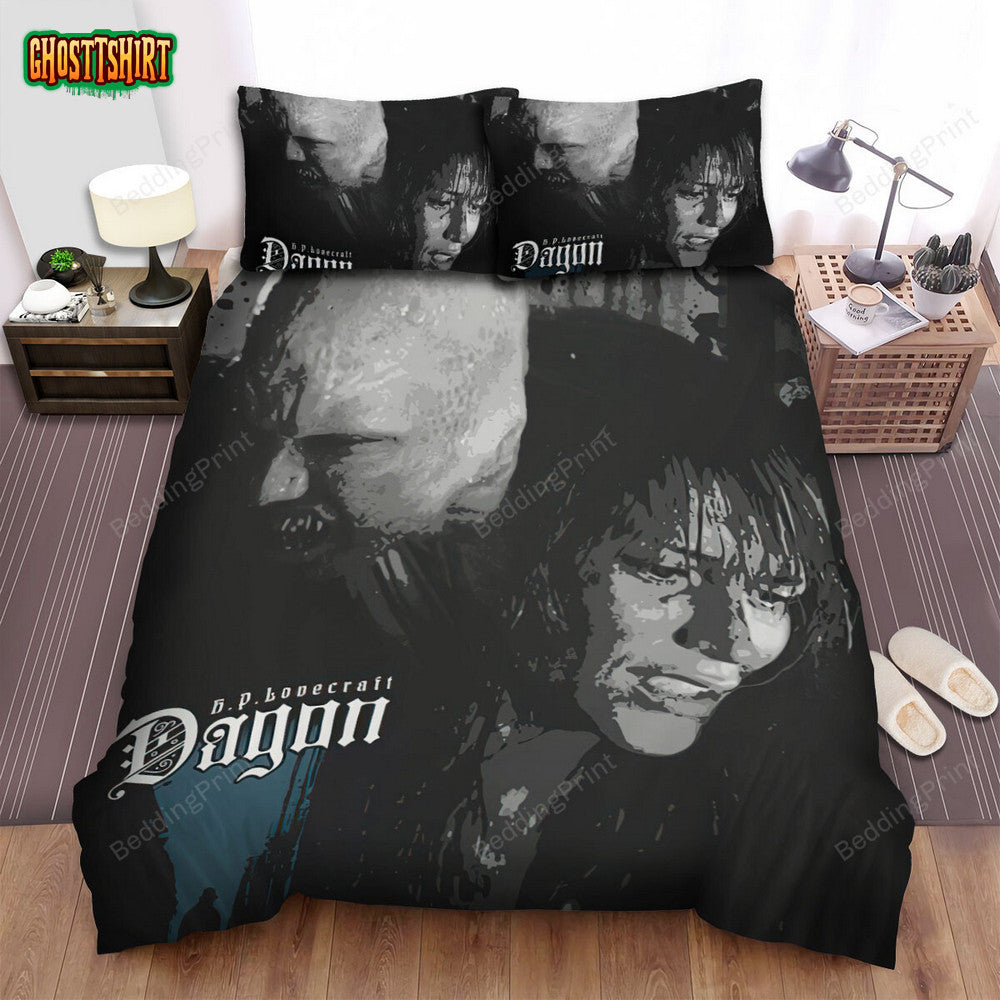 Dagon Art Portrait Of Two Main Actors At Night Movie Poster Bed Sheets Duvet Cover Bedding Set