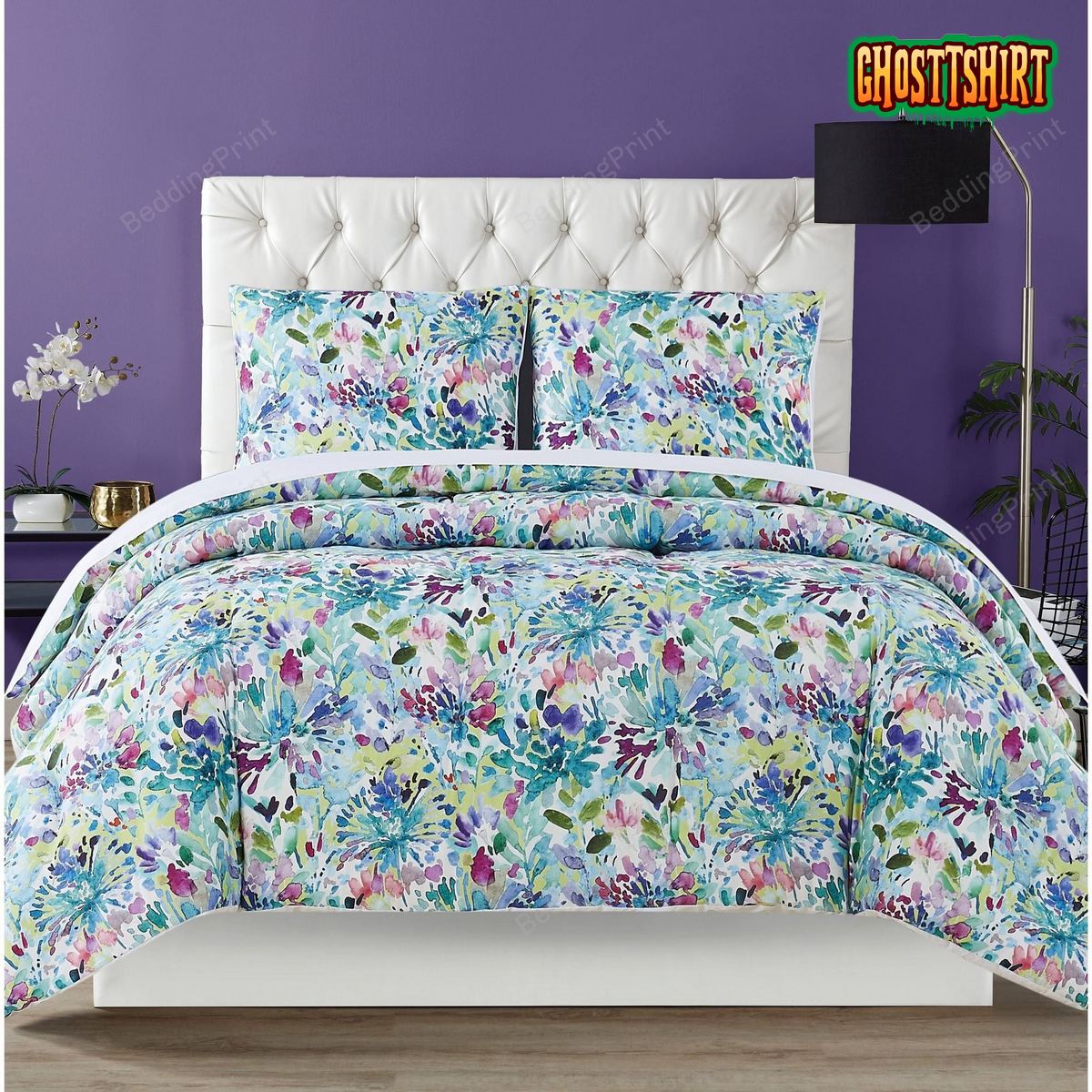 Dahlia Pattern Bed Sheets Duvet Cover Bedding Set