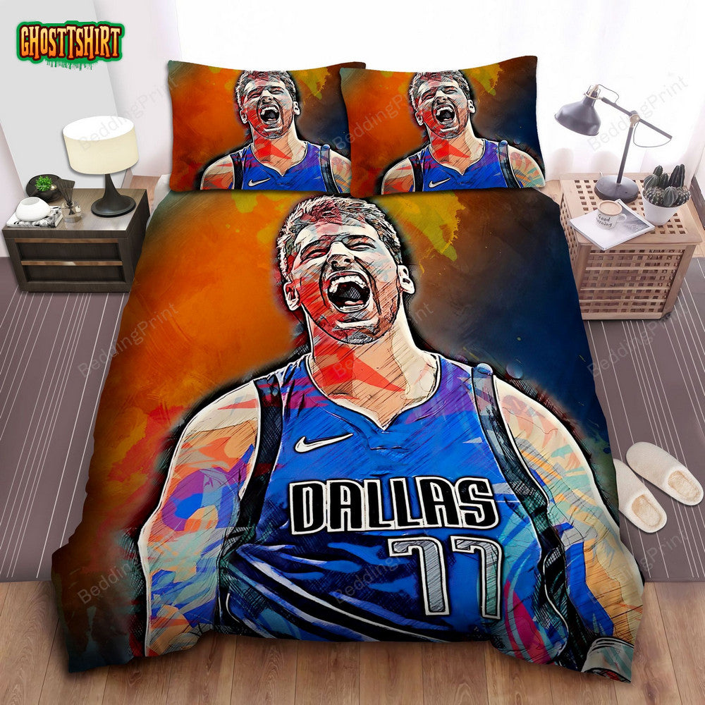 Dallas Mavericks Luka Dončić Art Bed Sheet Duvet Cover Bedding Set