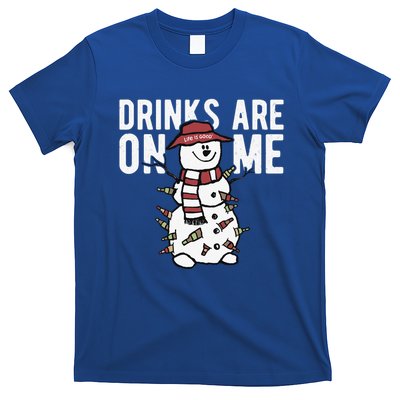 Drinks Are On Me Snowman Funny Christmas T-Shirt