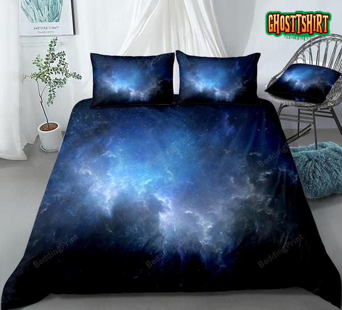 Dark Blue Galaxy Bed Sheets Duvet Cover Bedding Set
