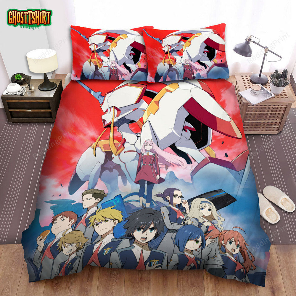 Darling In The Franxx Main Characters Poster Bed Sheets Spread Duvet Cover Bedding Set