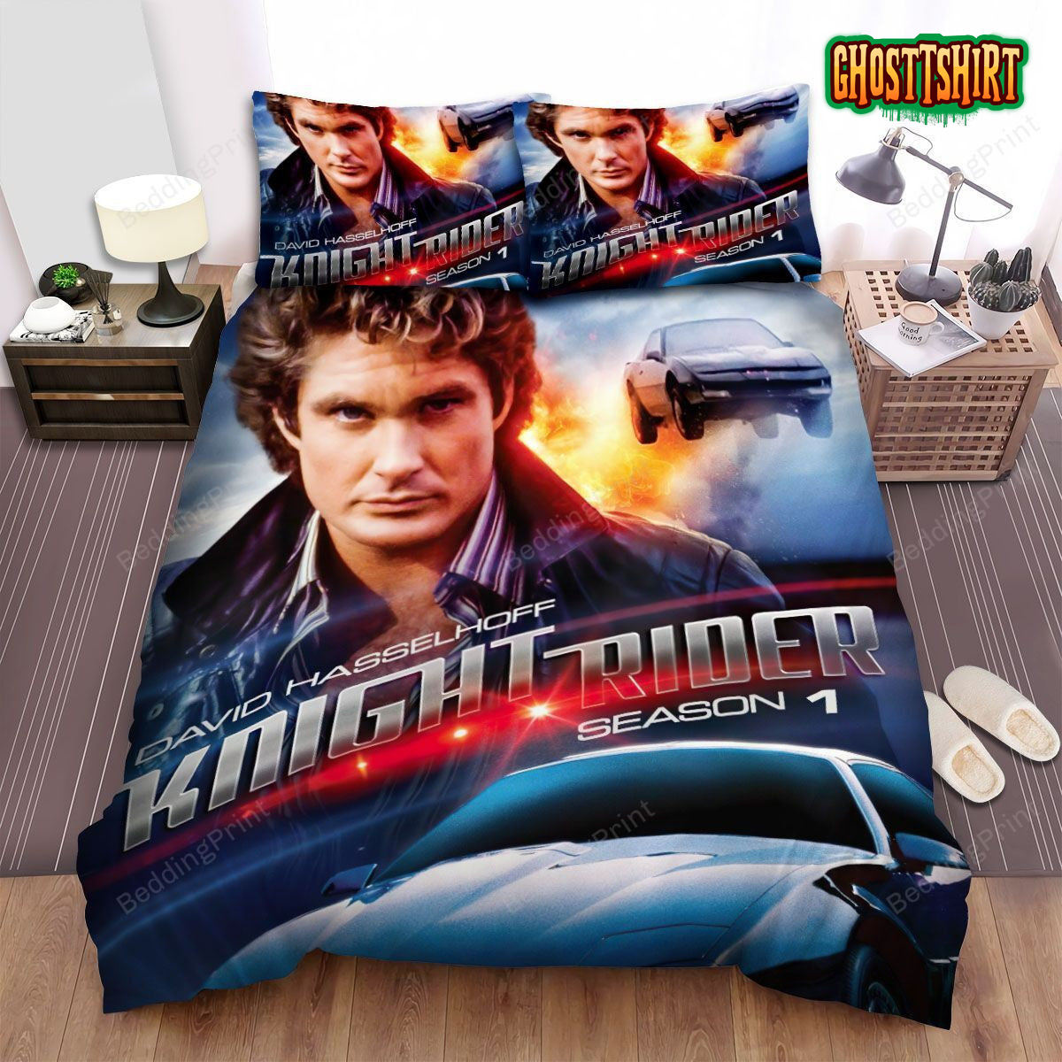 David Hasselhoff Knight Rider Bed Sheets Duvet Cover Bedding Set