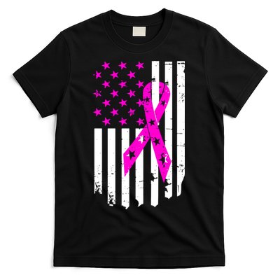 Distressed Breast Cancer Awareness Flag T-Shirt