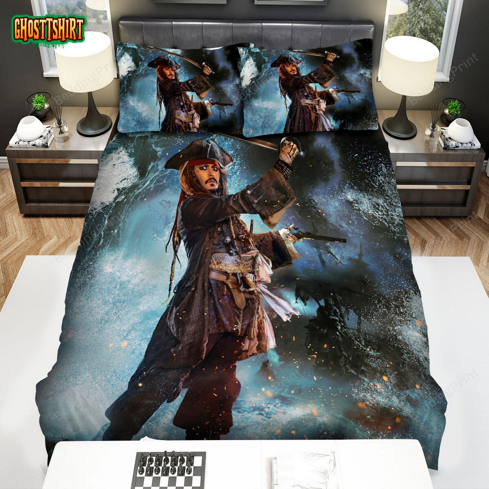 Dead Men Tell No Tales (2017) Johnny Deep Poster Fanart 2 Bed Sheets Duvet Cover Bedding Set