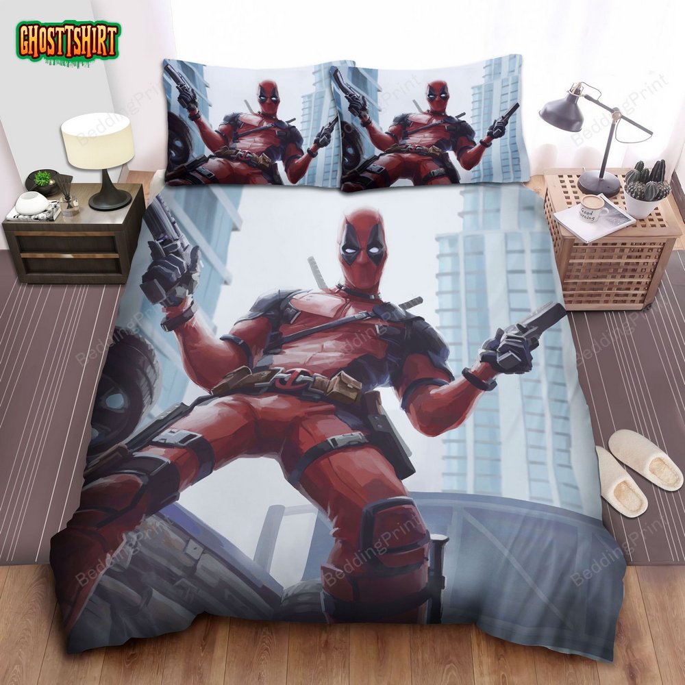 Deadpool Hanging Bed Sheets Duvet Cover Bedding Set