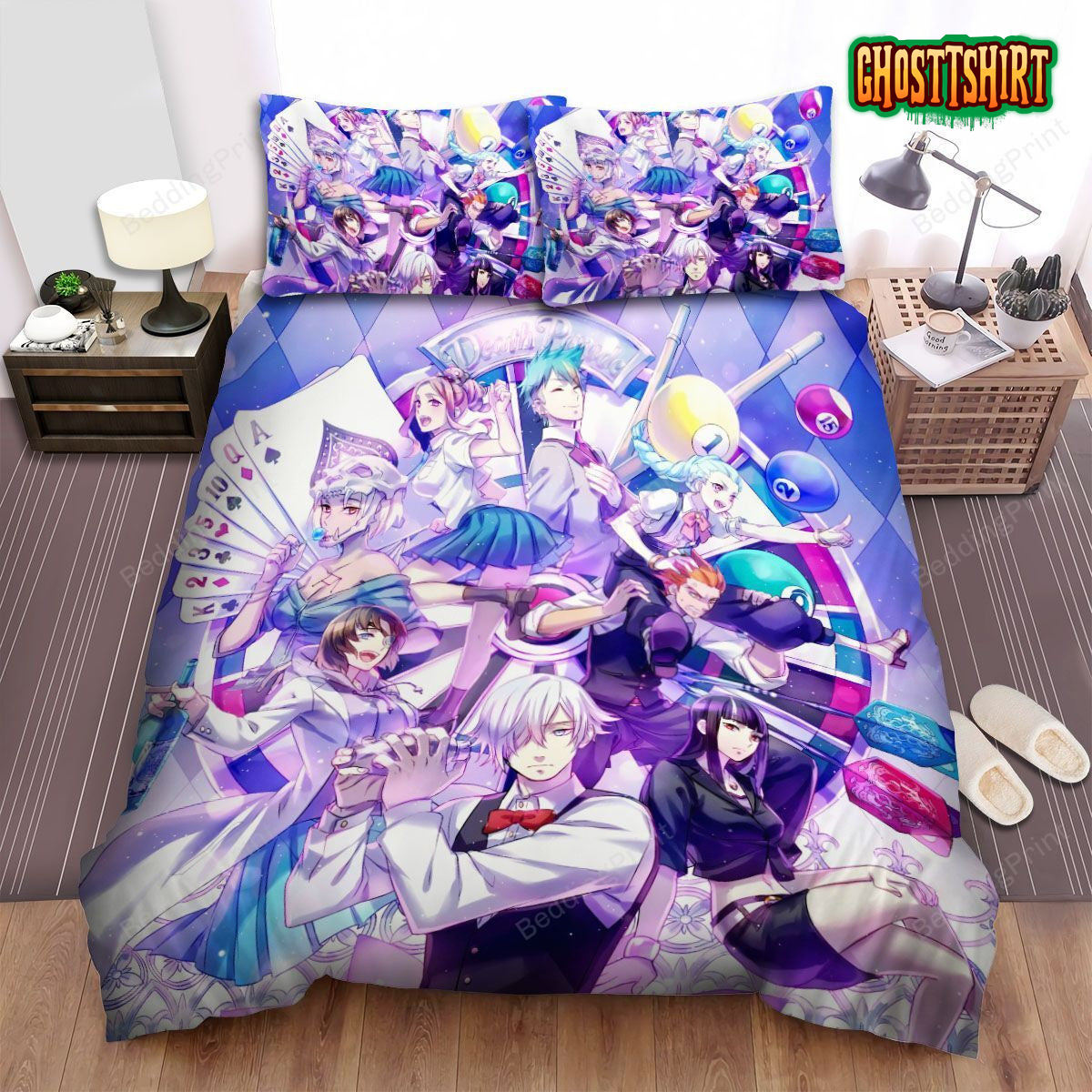 Death Parade Characters With Cards Art Bed Sheets Duvet Cover Bedding Set