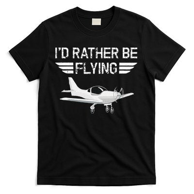 Distressed I'd Rather Be Flying Funny Airplane Pilot T-Shirt