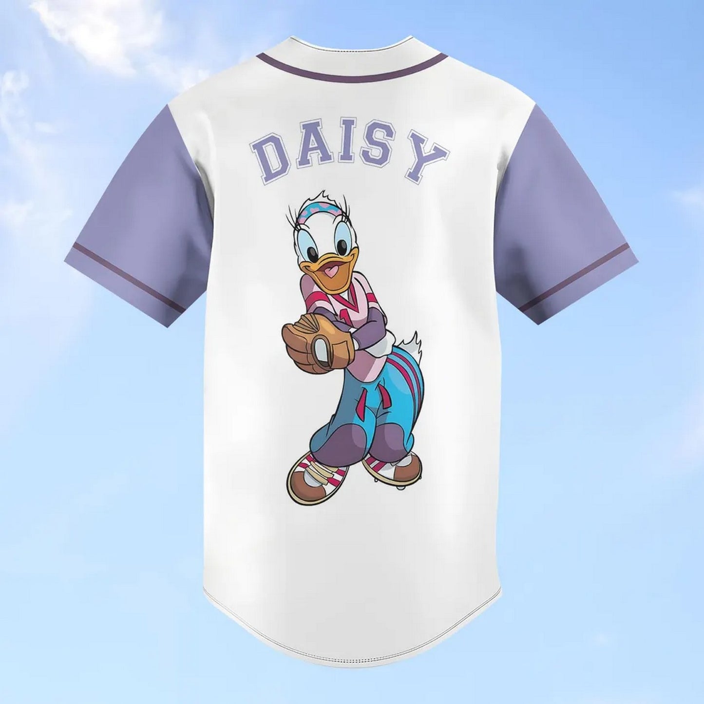 Custom Name Disney Daisy Duck Purple White Baseball Jersey