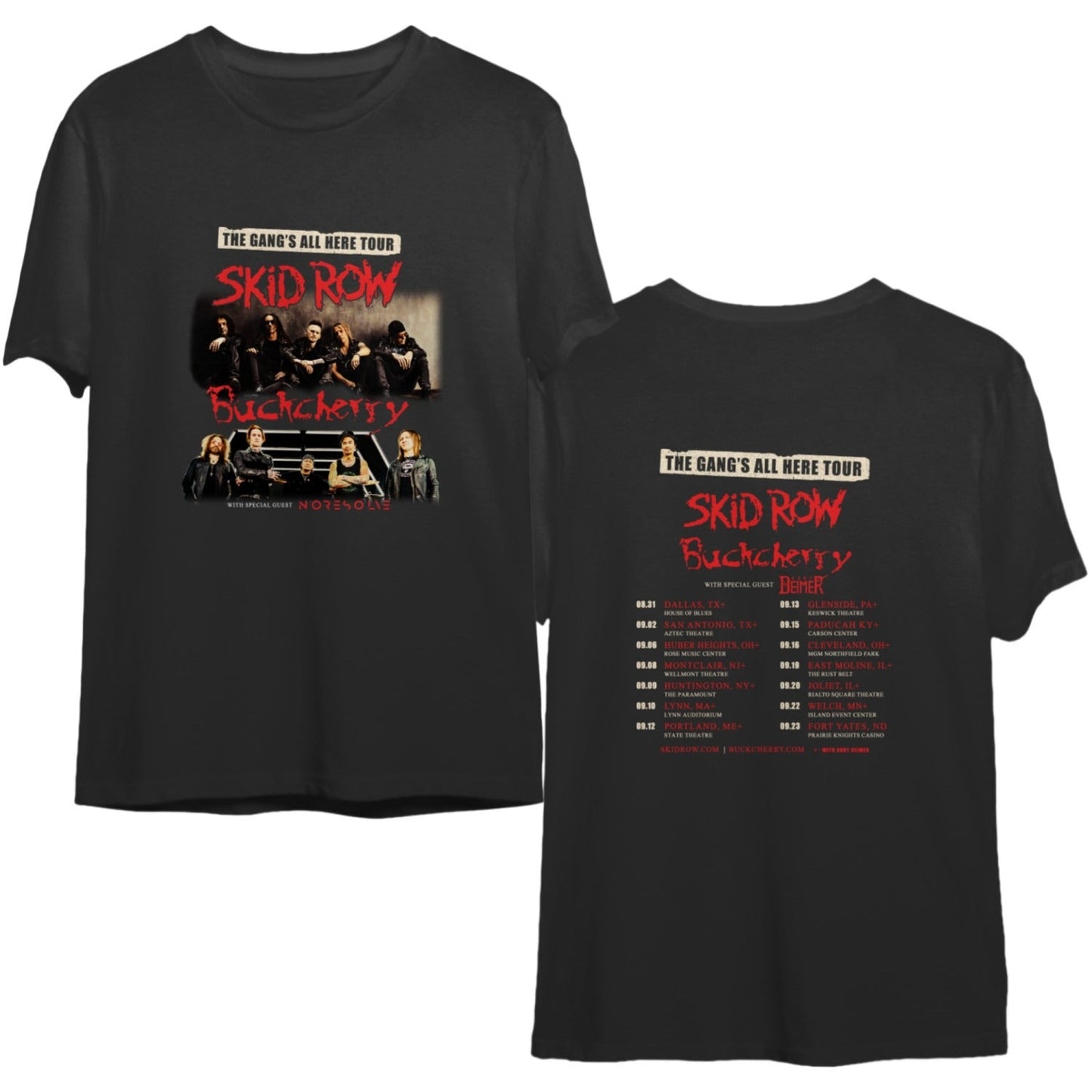 SKIDD ROW Buckcherry The Gang's All Here US Spring Tour 2023 T-Shirt