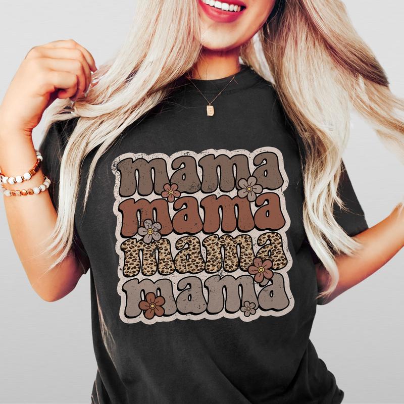 Mama Retro Flower Shirt, Comfort Color Mama Shirt, Leopard Mama Shirt, Mom Shirt, Mother's Day Shirt, Retro Mama Shirt, Mama Tees, Women Top, Mama T-S