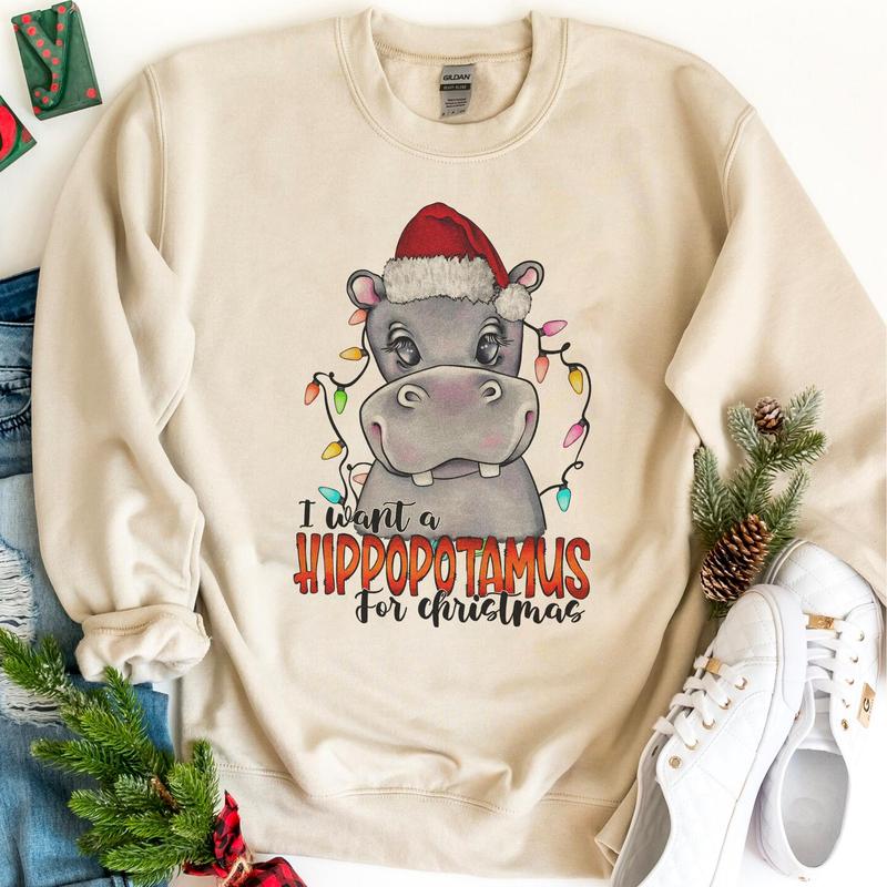 I Want a Hippopotamus for Christmas Sweatshirt Unisex - Shades for Everyone - Fit for All Sizes - Universal Style Options - Statement Pieces - Variety
