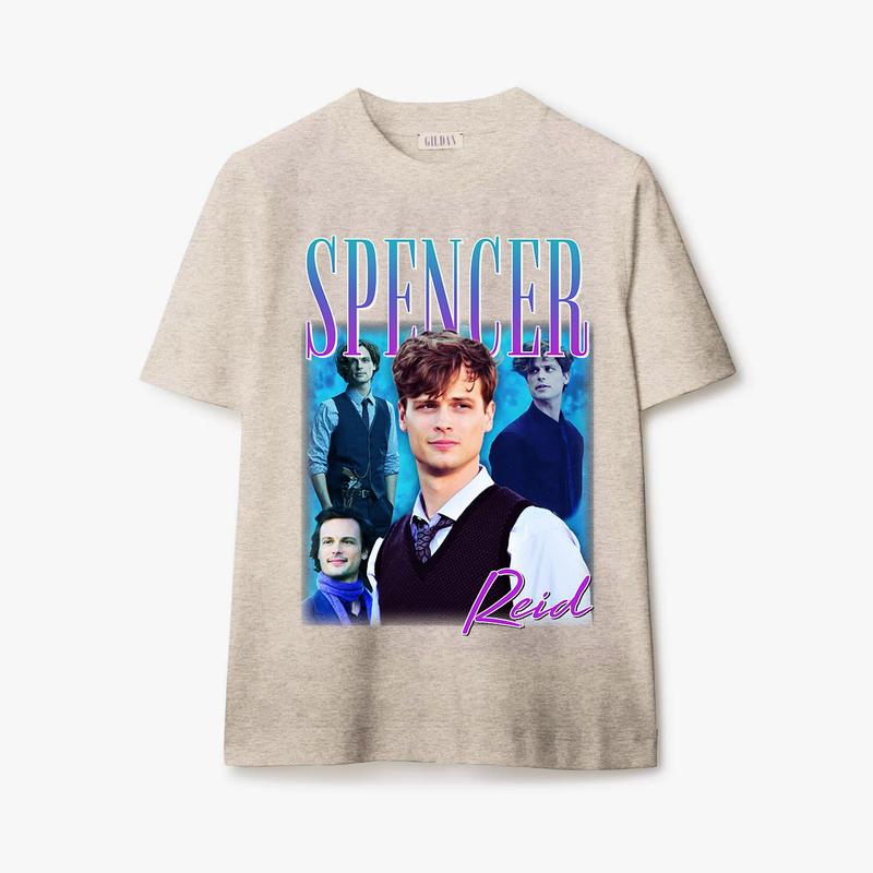 Spencer Reid Homage T-shirt Tee Top Funny Retro 90s Gift TV Show Men’s Women’s Classic Collar