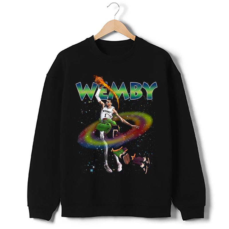 Victor Wembanyama Wemby Space Monstar Jam 90's Vintage Style Retro Custom Graphic Design T-Shirt