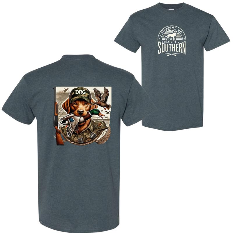 Straight Up Southern Duck Hunting T-Shirt - DRG Hunting Dog Graphic Tee for Outdoor Adventure, Comfortable and Stylish Casual Wear for Hunting Fans