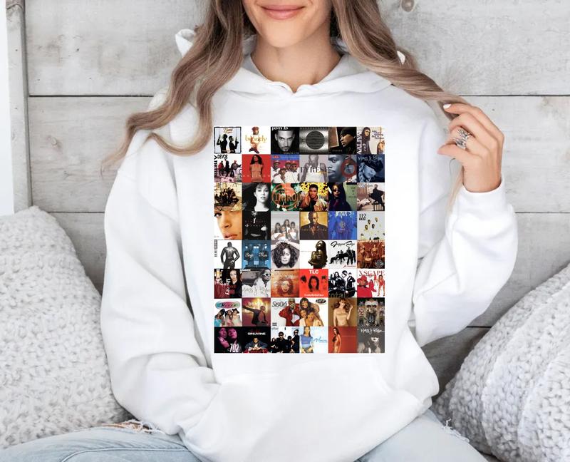 90's R&B Album Cover Tshirt Sweatshirt Hoodie, Black History Shirt, 90's Party, Gift For Fan, Raised On 90's R&B, Unisex Sweater Pullover Tee