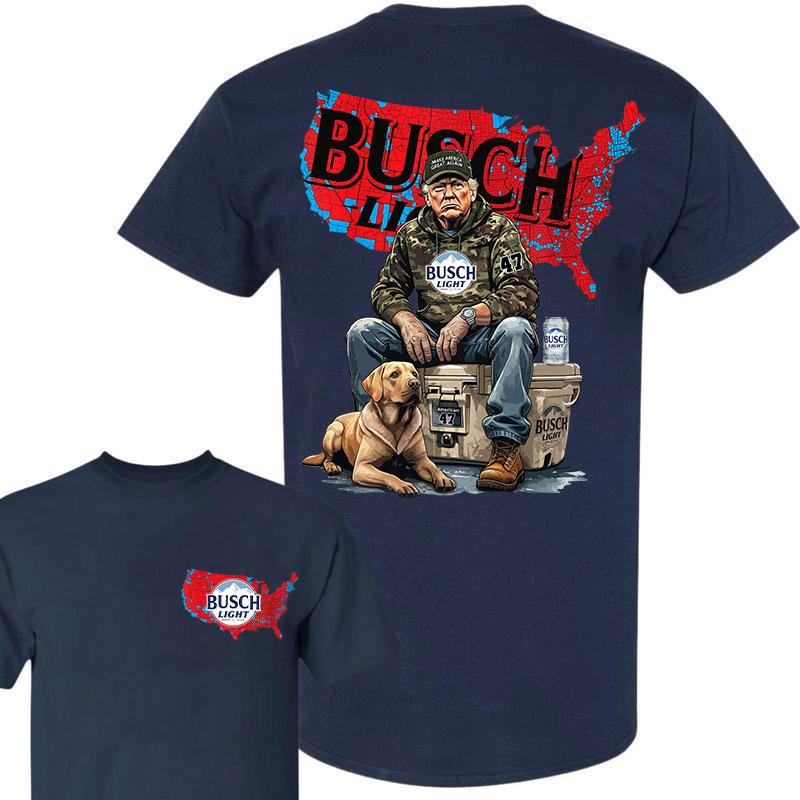 Busch Light Trump Hunting Camo Map Unisex Shirt,US Presidential Election 2024 Map Shirt, Trump won 47th president Election 2024 Shirt, Busch Light Tru