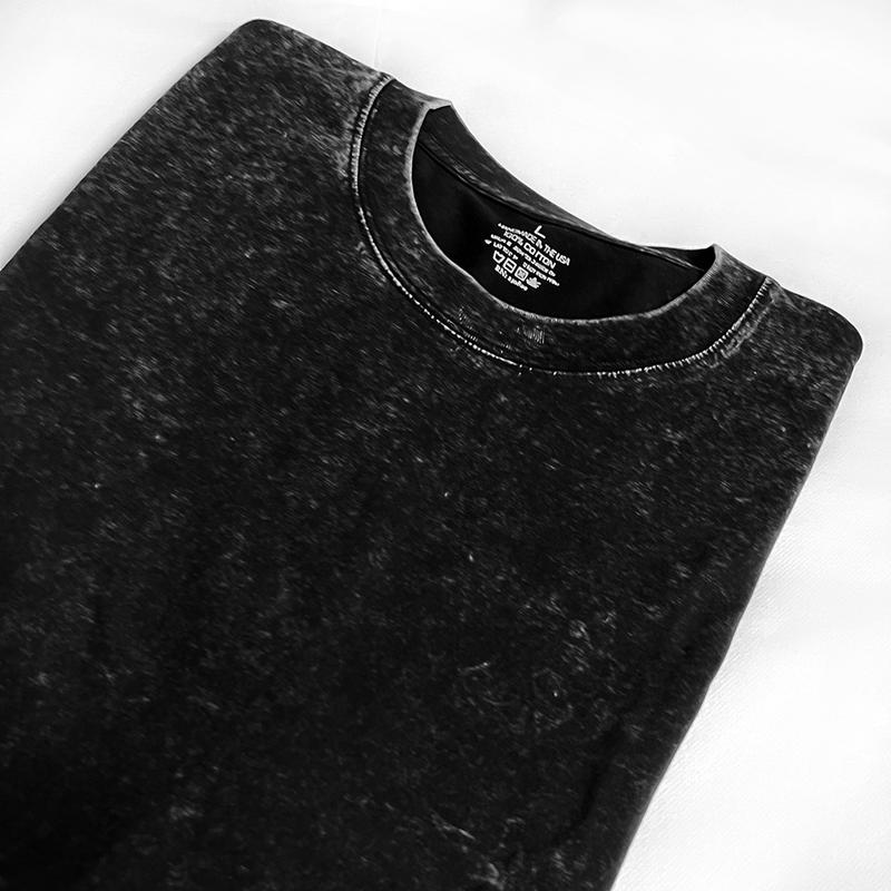 Vintage Acid Washed Oversized Drop Shoulder Heavyweight Streetwear Blank T-Shirt Casual Cotton