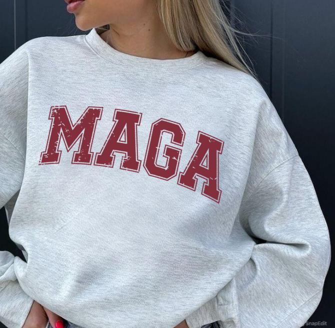 MAGA Trump for President Sweatshirt for Election 45 47 Save America Varsity Political Crewneck