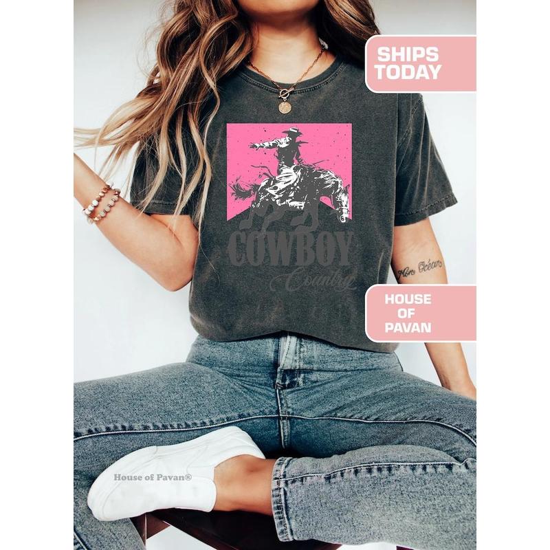 Western Cowboy Country, Pink Rodeo Shirt, Vintage Inspired Tee Shirt, Western Graphic T-shirt, sweater and Hoodie 2 sides