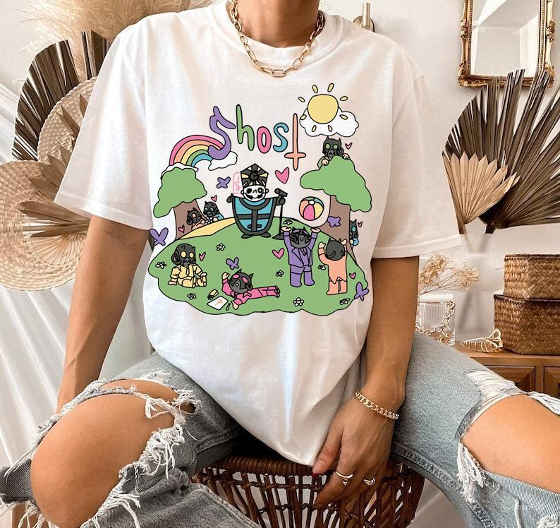 Ghost Band Shirt Rainbow Ghost Unisex T-shirt Album Cotton Apparel