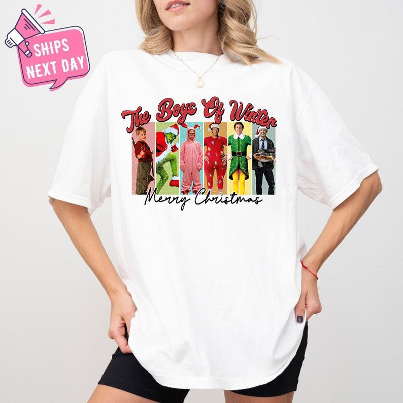Boys of Winter Christmas, Holiday Movie, Christmas Matching Family, Retro Holiday, Casual Sweashirt Hoodie Tshirt Shirt Collar Comfort