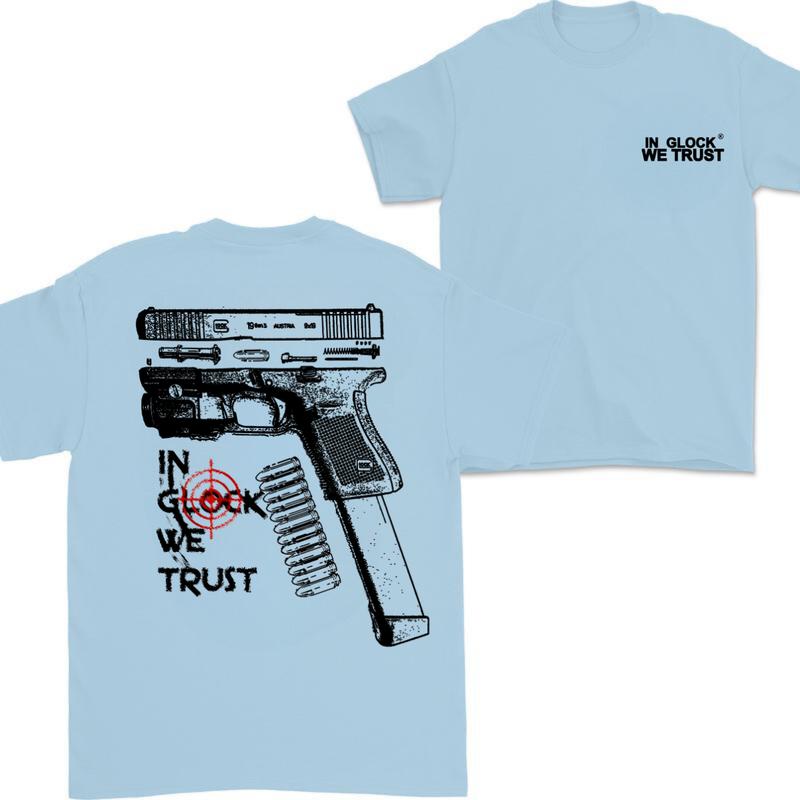 In Glock We Trust Ver Two T-shirt, Double Sided Glock Tee, For Men And For Women Menswear Classic Cotton