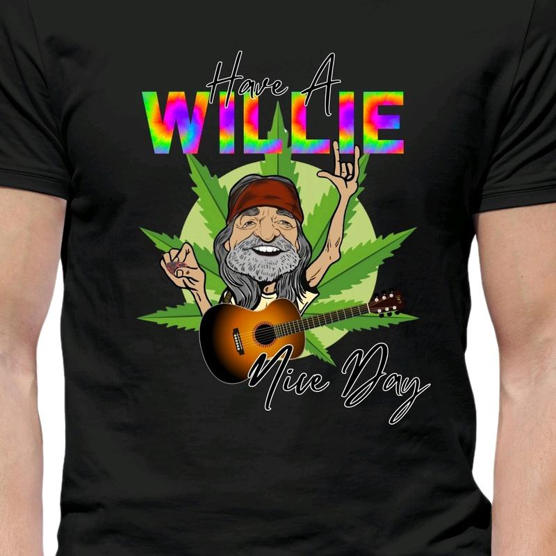Willie Nelson Have a Willie Nice Day T-Shirt Menswear Crewneck Top Tee t shirt