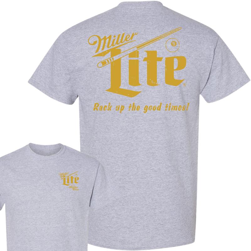 Miller Lite Rack Up T-Shirt, 2 Side T-Shirt, Streetwear Essentials,Full Color T-Shirt, For Men, For Women