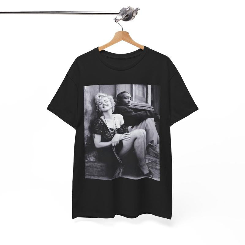 Marilyn Monroe and 2Pac Menswear cotton T-shirt Streetwear Tshirt