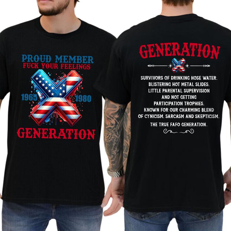 Casual, Generation X T-shirt Proud Member FY Feeling 1965, Full Color, For Men , Gift For men, Casual